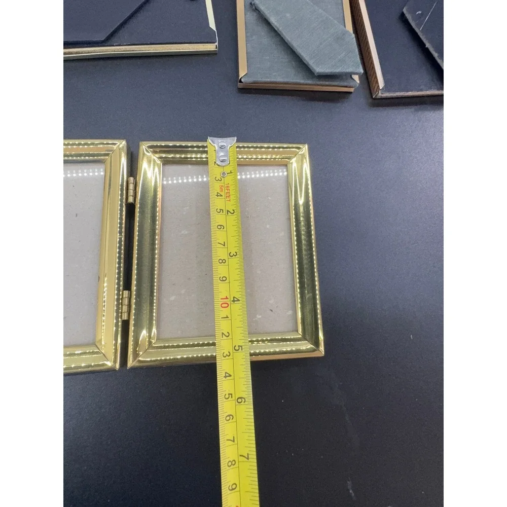 Vintage Gold Picture Frame Lot Michaels 4x5 Double Hinge Tabletop Decor Set 5